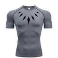 (Camisa de compressão masculina PANTERA NEGRA) — camiseta esportiva de academia com secagem rápida, elasticidade