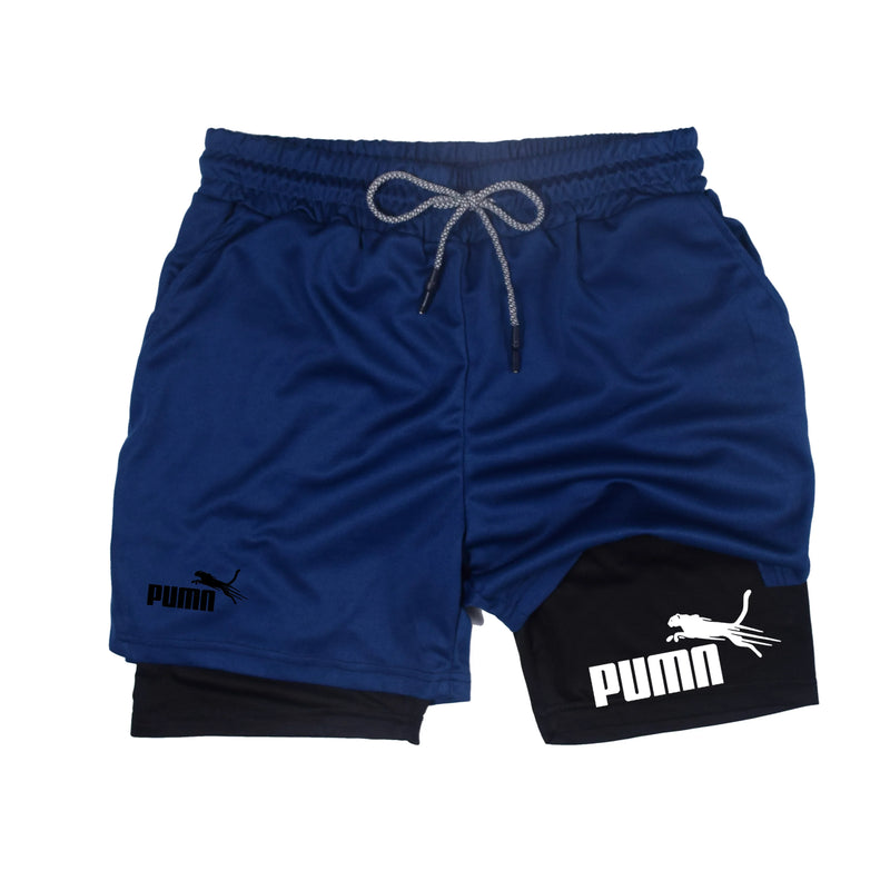 shorts masculinos 2 em 1 de camada dupla, compressão e secagem rápida (M a 3XL)