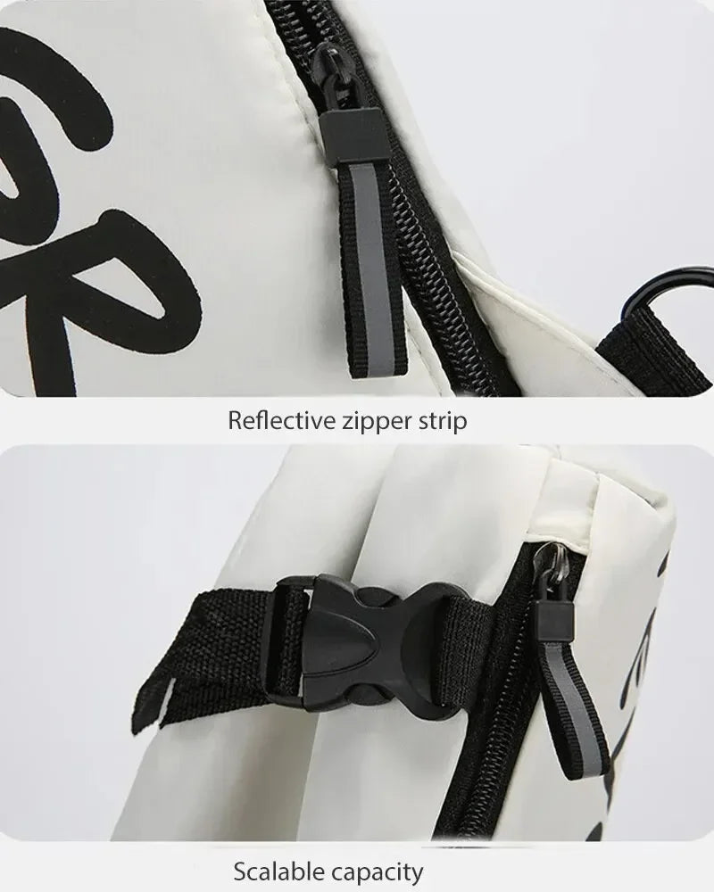 Bolsa de peito de nylon (unissex, moderna, funcional, para outono e inverno)