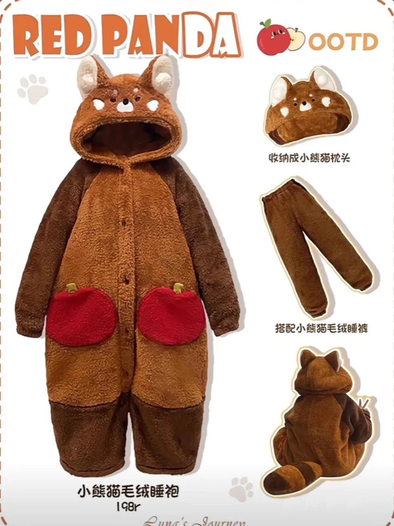 🐾 Fantasia Kigurumi Panda Vermelho – A Conexão que Sua Alma Sempre Buscou