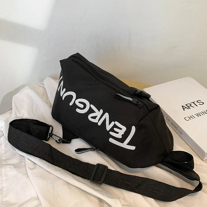 Bolsa de peito de nylon (unissex, moderna, funcional, para outono e inverno)