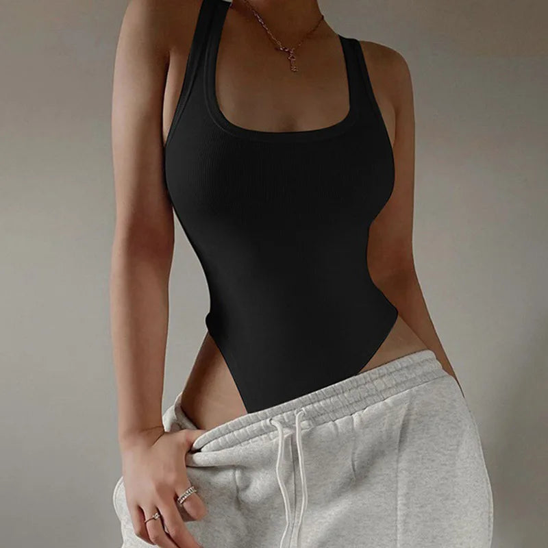 Body de Malha Sem Mangas | Sexy | Bodycon | Ombro de Fora | Halter | Estilo Corpete | Casual de Rua | Balada