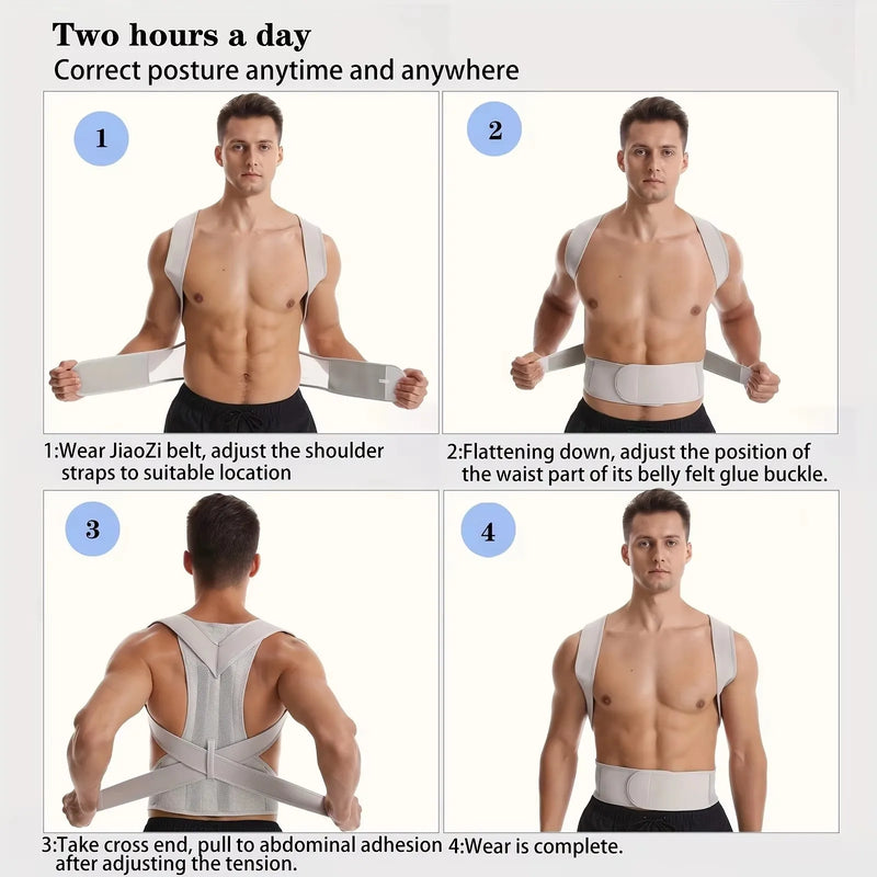 Corretor de Postura Masculino/Feminino Ajustável – Corset Costas, Cinta Lombar, Suporte Reto, Respirável (P-XXXL)