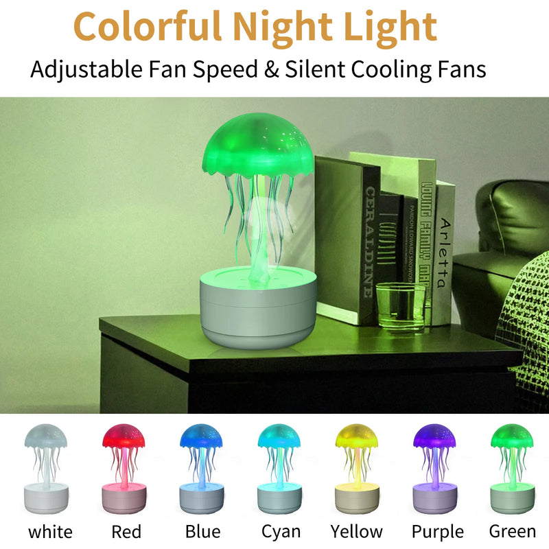 Luz Noturna de Desenho Animado de Água-viva RGB com Controle de Voz – Lâmpada de Cabeceira Tipo C, LED Noturna, Umidificador e Bluetooth Atualizado.