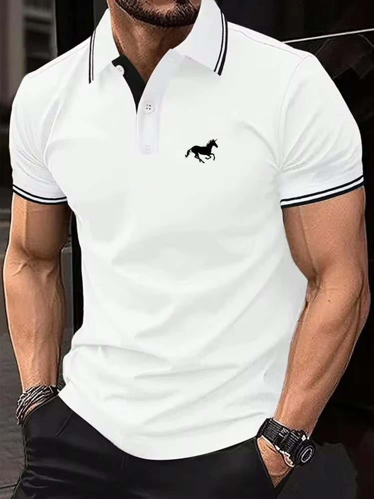 Nova Camiseta Masculina Clássica de Manga Curta – estilo polo casual de verão