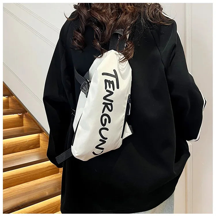 Bolsa de peito de nylon (unissex, moderna, funcional, para outono e inverno)