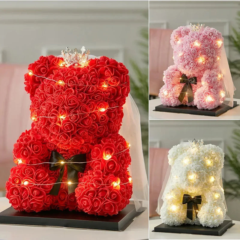Urso de pelúcia artificial de 25 cm com caixa de presente romântico - 🧸 Mais que um Presente: Um Gesto que Fala com a Alma