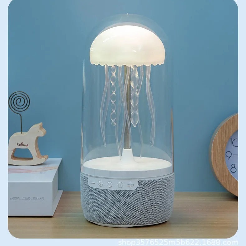 Luz Noturna de Desenho Animado de Água-viva RGB com Controle de Voz – Lâmpada de Cabeceira Tipo C, LED Noturna, Umidificador e Bluetooth Atualizado.