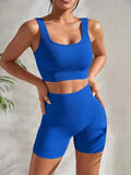 Conjunto de Ioga e Treino Feminino com Nervuras sem Costura (2 peças).
