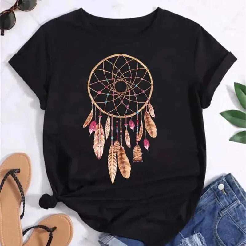 🌙 Camiseta Apanhador de Sonhos – Para Mulheres Que Sentem Que Vieram a Este Mundo Por Algo Maior