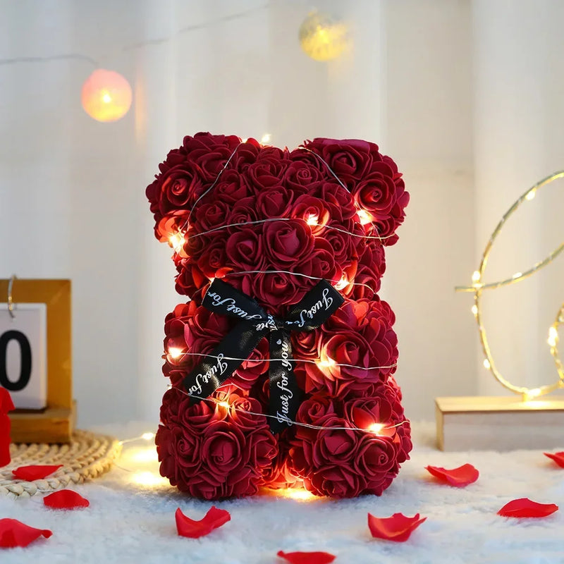 Urso de pelúcia artificial de 25 cm com caixa de presente romântico - 🧸 Mais que um Presente: Um Gesto que Fala com a Alma