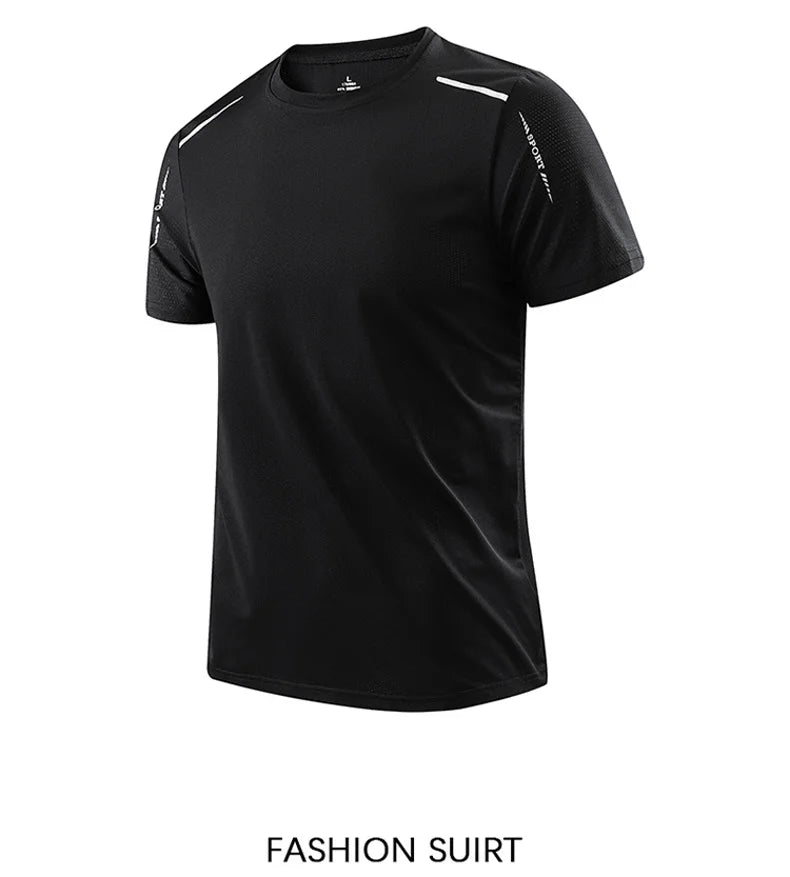 CHRLCK – Camiseta masculina esportiva de secagem rápida, respirável, com elasticidade macia para caminhada, pesca e esportes ao ar livre