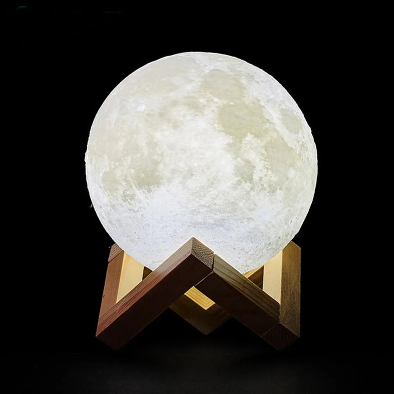 Lâmpada de Lua Recarregável com Impressão 3D