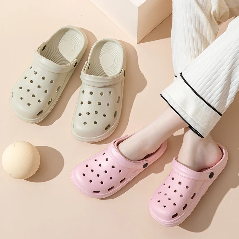 Tamancos femininos de verão, sandálias de sola grossa, chinelos de casa, sapatos de jardim