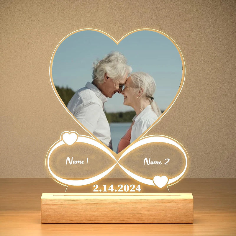 Placa de acrílico personalizada com luz noturna - O Presente que Encanta Corações.