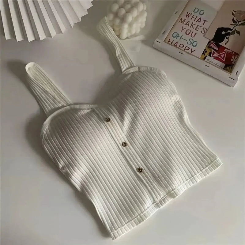 Top curto feminino Y2K com bojo, estilo espartilho de verão - ✦ Desperte o que há de mais poderoso em você ✦