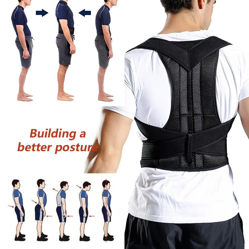 Corretor de Postura Masculino/Feminino Ajustável – Corset Costas, Cinta Lombar, Suporte Reto, Respirável (P-XXXL)