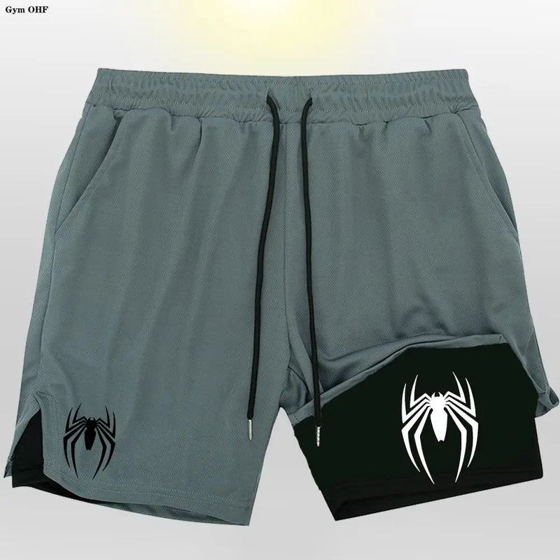 🕷️ 2099 Spider Sport Shorts 2 em 1 — Mais que um Short, Uma Armadura da Nova Era Masculina