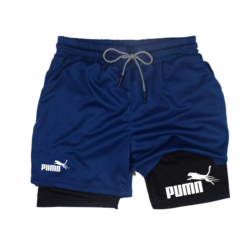 shorts masculinos 2 em 1 de camada dupla, compressão e secagem rápida (M a 3XL)