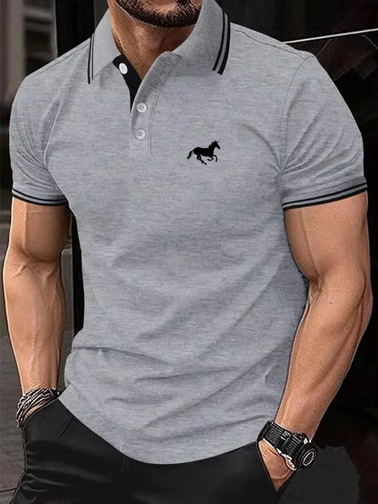 Nova Camiseta Masculina Clássica de Manga Curta – estilo polo casual de verão