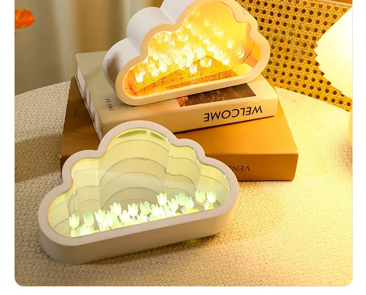 Lâmpada de Atmosfera Noturna de Mar com Flor de Tulipa – Um toque de arte, luz e encanto em um só item!