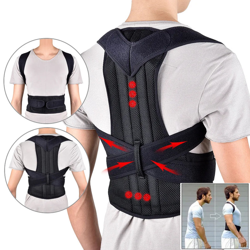 Corretor de Postura Masculino/Feminino Ajustável – Corset Costas, Cinta Lombar, Suporte Reto, Respirável (P-XXXL)