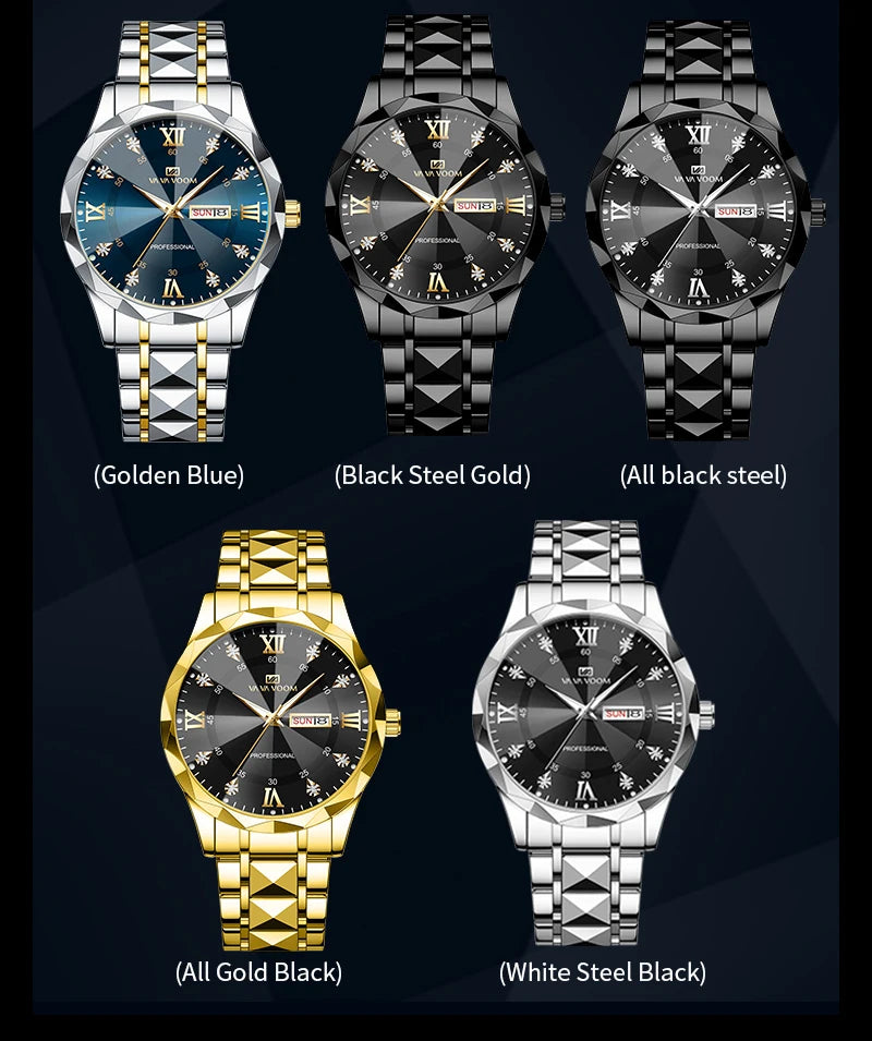 Relógio Masculino Water Diamond Luxury Night Glow