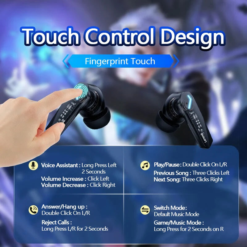 Lenovo GM2 Pro Gaming Earphones Bluetooth 5.3 Sport Headset Dual Mode HD Call Noise Reduction Earbuds with Mic For iPhone 2025