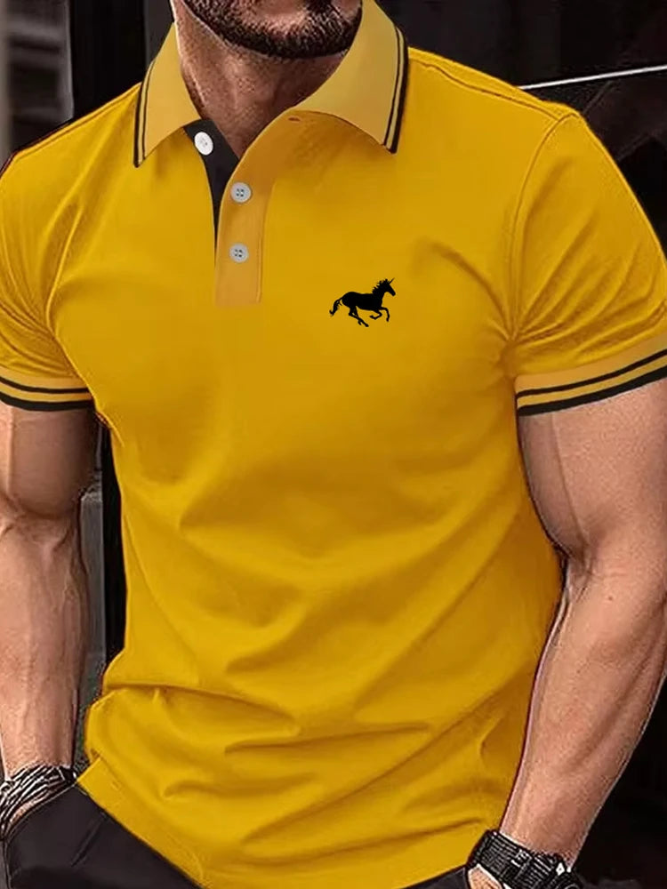 Nova Camiseta Masculina Clássica de Manga Curta – estilo polo casual de verão