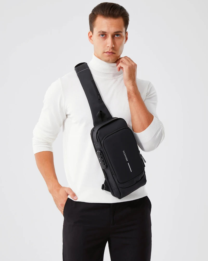Descubra a Nova Era do Estilo e Segurança Masculina — Bolsa Transversal de Couro PU Antifurto, Clássica e Multifuncional
