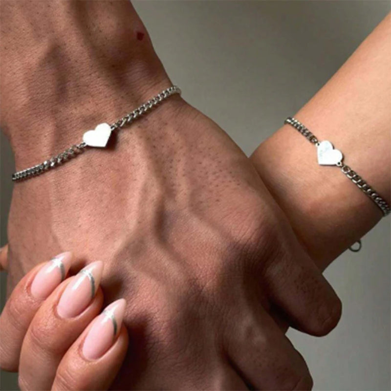 Pulseiras de Casal Vnox Love Heart – Um Símbolo Inquebrável de Amor e Conexão.