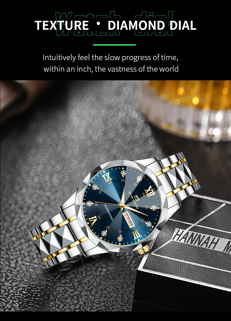 Relógio Masculino Water Diamond Luxury Night Glow