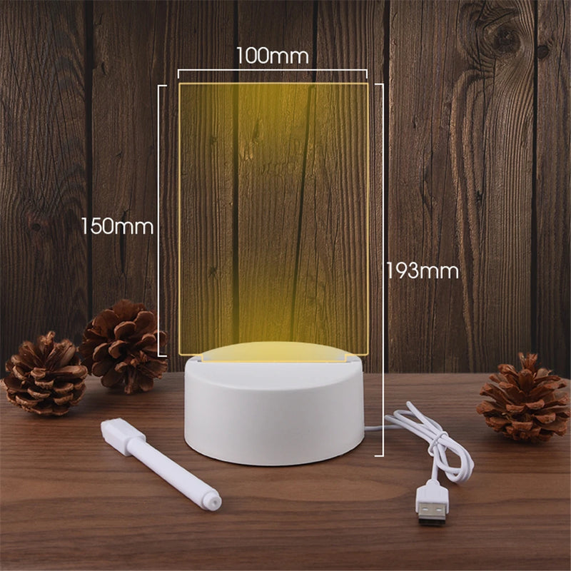 🌙 Luz Noturna LED Acrílica com Quadro de Mensagens – Mais que Luz: Uma Presença Viva na Sua Rotina