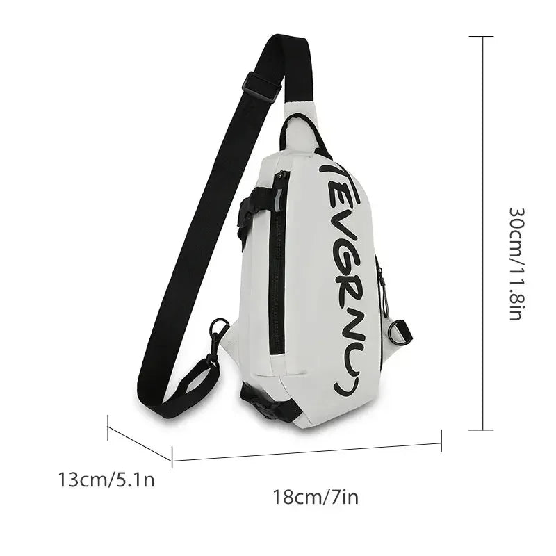 Bolsa de peito de nylon (unissex, moderna, funcional, para outono e inverno)