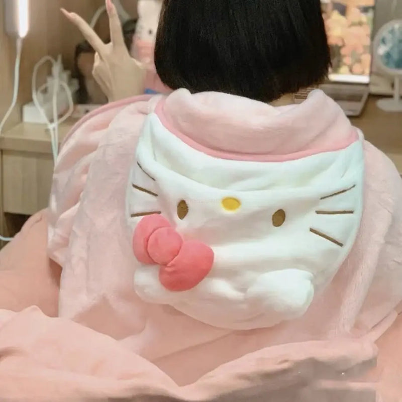 Sanrio Cloak Kuromi, Cinnamoroll, Hello Kitty, My Melody — Manta de Pelúcia com Capuz.