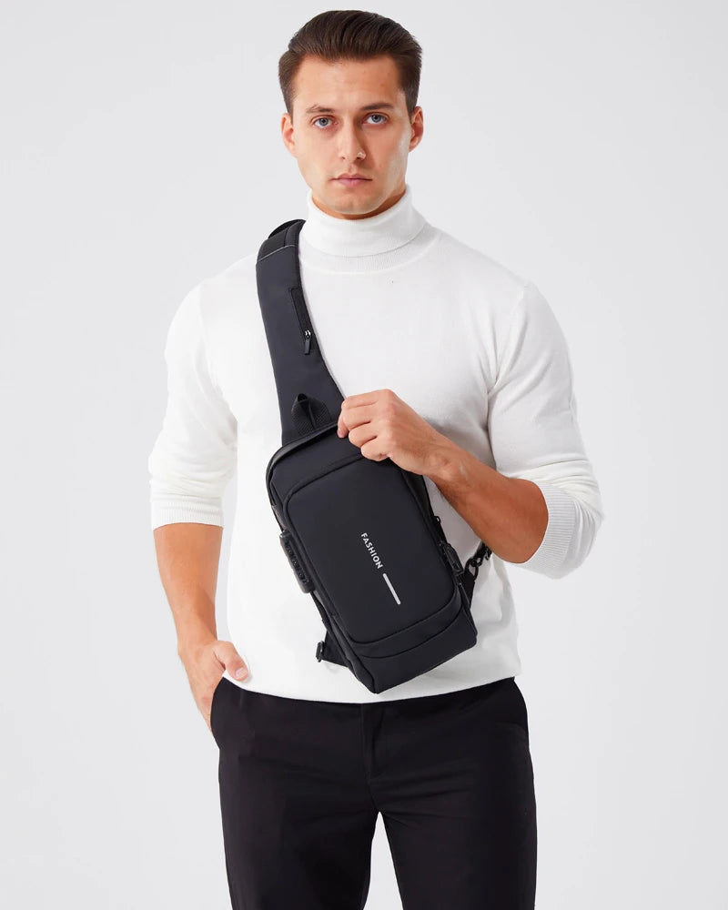 Descubra a Nova Era do Estilo e Segurança Masculina — Bolsa Transversal de Couro PU Antifurto, Clássica e Multifuncional