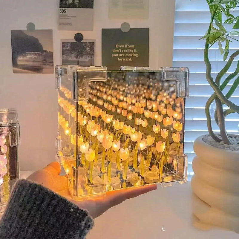 Luz Noturna em Cubo de Tulipa – Kit DIY Completo - Beleza que Encanta os Olhos e Toca o Coração