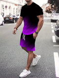 Conjunto masculino tie-dye (camiseta + shorts, verão, confortável, tamanho até 6XL)