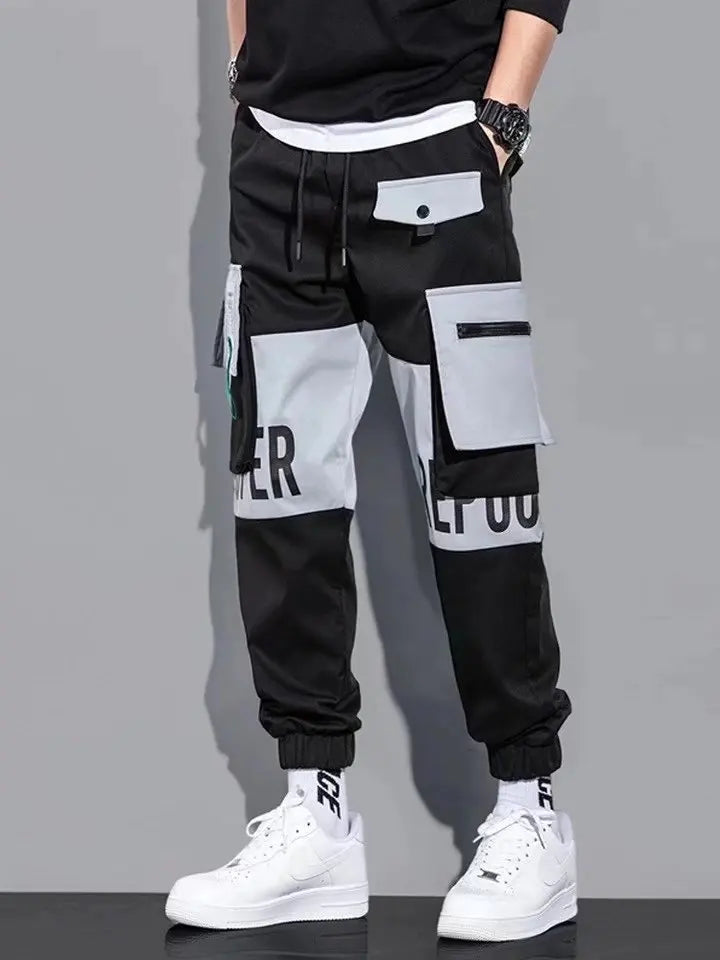 Calça Cargo Masculina com Vários Bolsos, Estilo Urbano, Ajuste Solto e Cordão