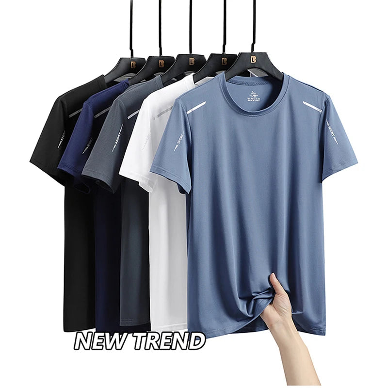 CHRLCK – Camiseta masculina esportiva de secagem rápida, respirável, com elasticidade macia para caminhada, pesca e esportes ao ar livre
