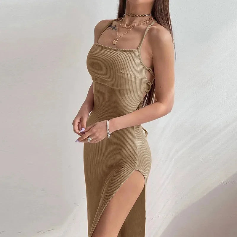 ✨ VESTIDO LONGO PRETO SEXY COM FENDA ALTA - O DESPERTAR DA SUA ESSÊNCIA FEMININA