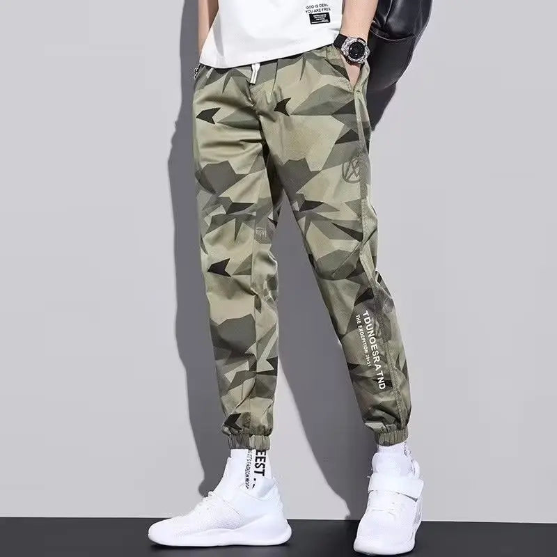 Calça Cargo Masculina com Vários Bolsos, Estilo Urbano, Ajuste Solto e Cordão