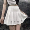 Mini saias pretas de cintura alta, góticas, plissadas, estilo streetwear, universitário, lolita e harajuku
