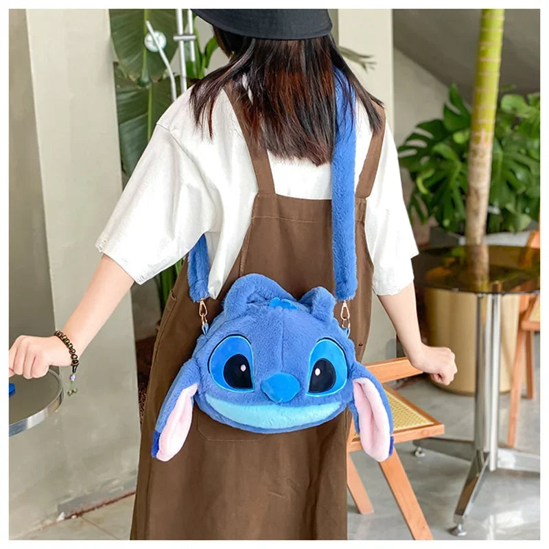 Bolsa de ombro infantil de pelúcia do Stitch