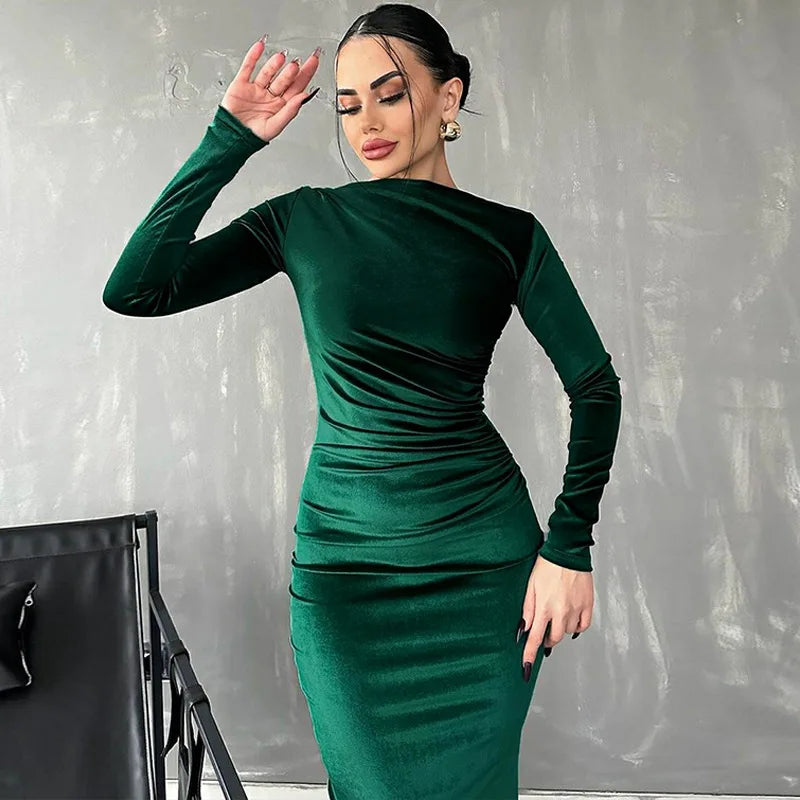 ✨ Vestido Midi de Veludo Dulzura — Primavera/Verão 2025