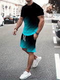 Conjunto masculino tie-dye (camiseta + shorts, verão, confortável, tamanho até 6XL)