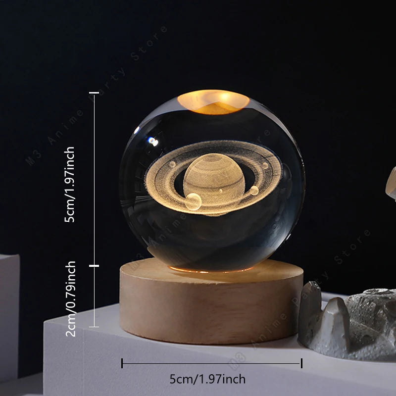 Luz Noturna LED com Bola de Cristal 3D Galática