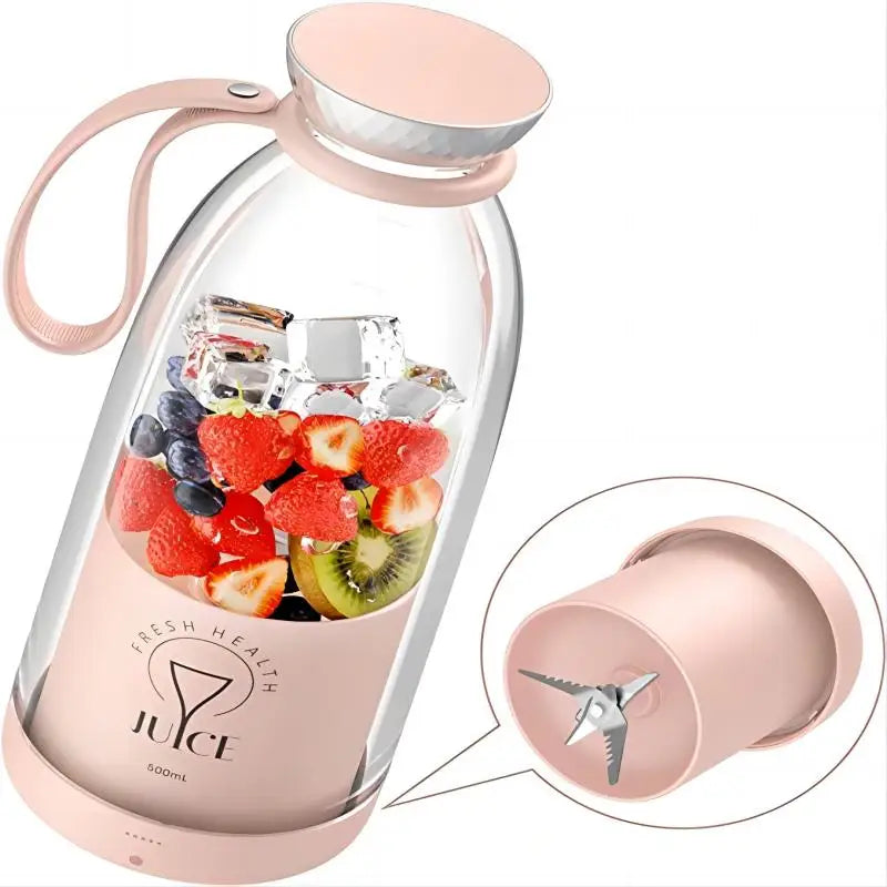 Garrafa-Liquidificador de Frutas Sem Fio Portátil 500ml | 2400mAh USB Recarregável