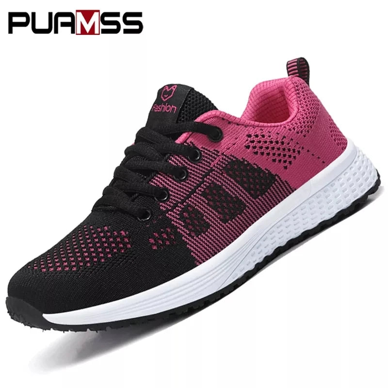 2025 Sapatos Esportivos Femininos – Moda Plataforma, Tênis Femininos Primavera/Inverno, Flats de Corrida