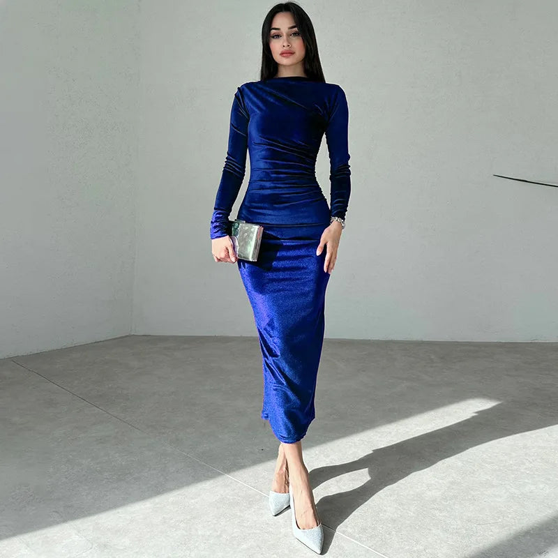 ✨ Vestido Midi de Veludo Dulzura — Primavera/Verão 2025